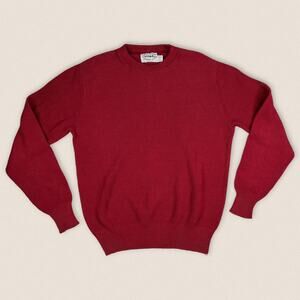 Vintage 90s Grandpa Cotton Sweater Crew Neck Red Lake Harmony Size Large